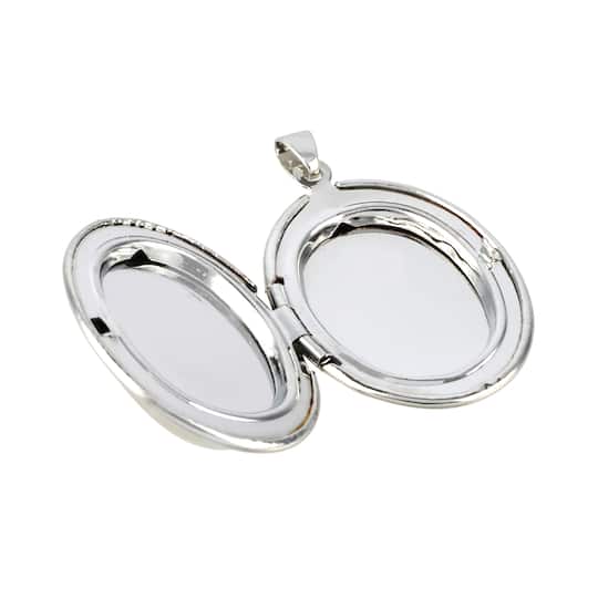 12 Pack: White & Rhodium Oval Locket by Bead Landing™